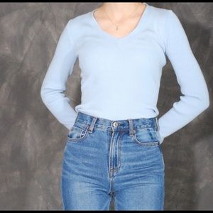 philosophy baby blue v-neck sweater